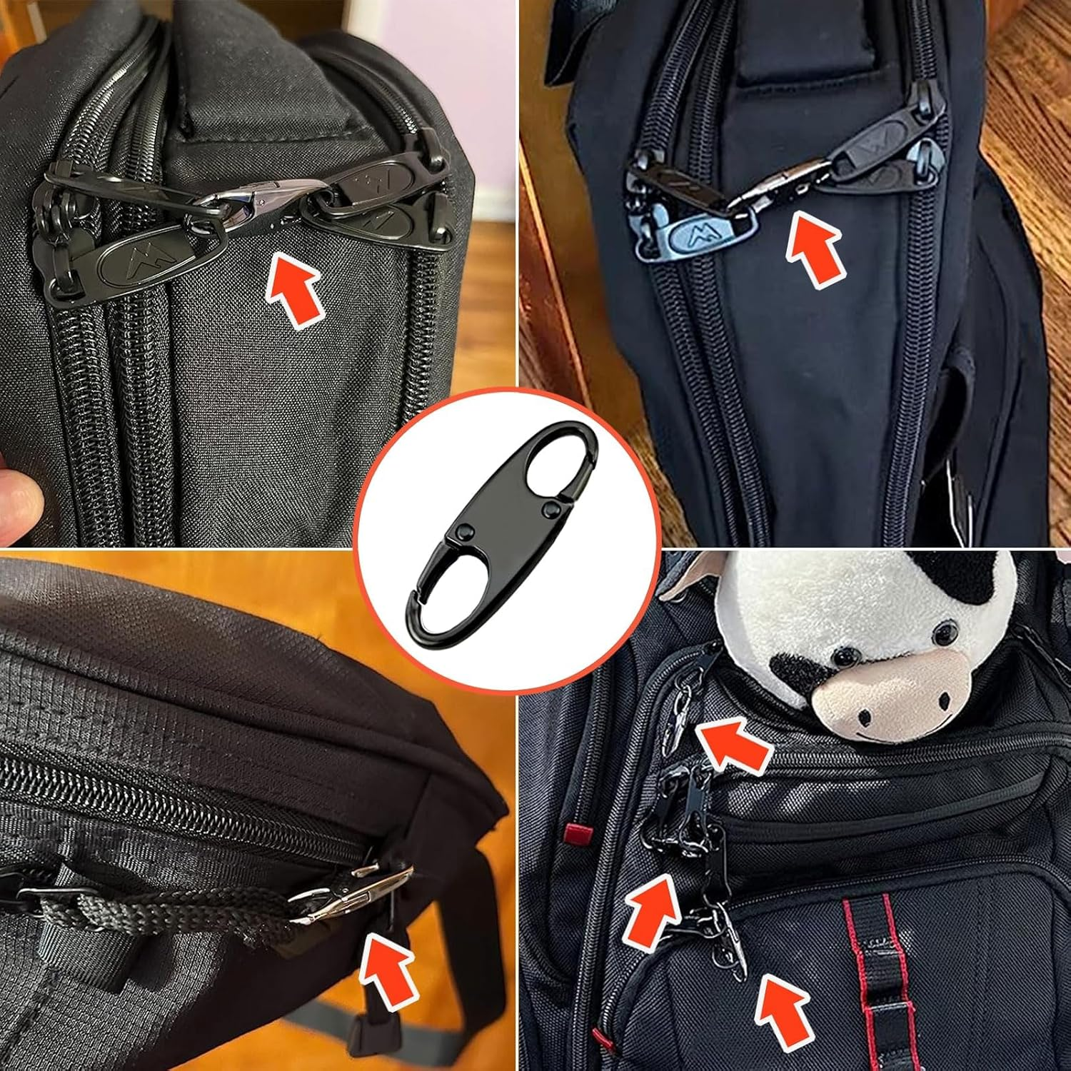 HKYLRAT12 PCS Zipper Clips anti Theft, Zipper Locks for Backpacks Detachable S Shaped Zipper Connectors Double Side Small Zipper Clips for Traveling Camping image number 1