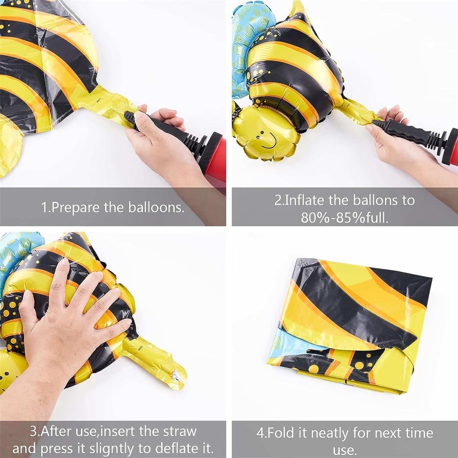 Bee Balloons Garland Kit 113Pcs Yellow Black White Balloons Bee Foil Balloons Bumble Bee Balloons for Birthday Party Decorations Supplies