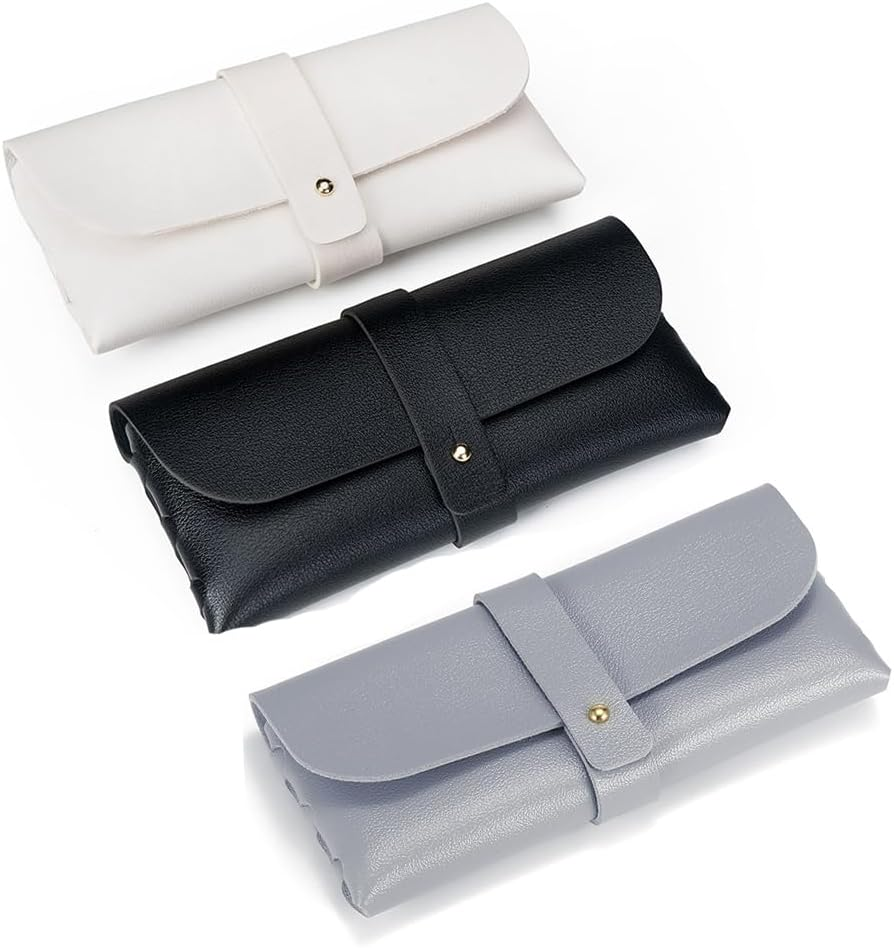 3Pcs Portable Leather Sunglass Pouch,Portable Sunglasses Case,Eyewear Sleeve for Reading Glasses,Women'S Eyewear Cases,Spring Storage Glasses Pouch Holder image number 1