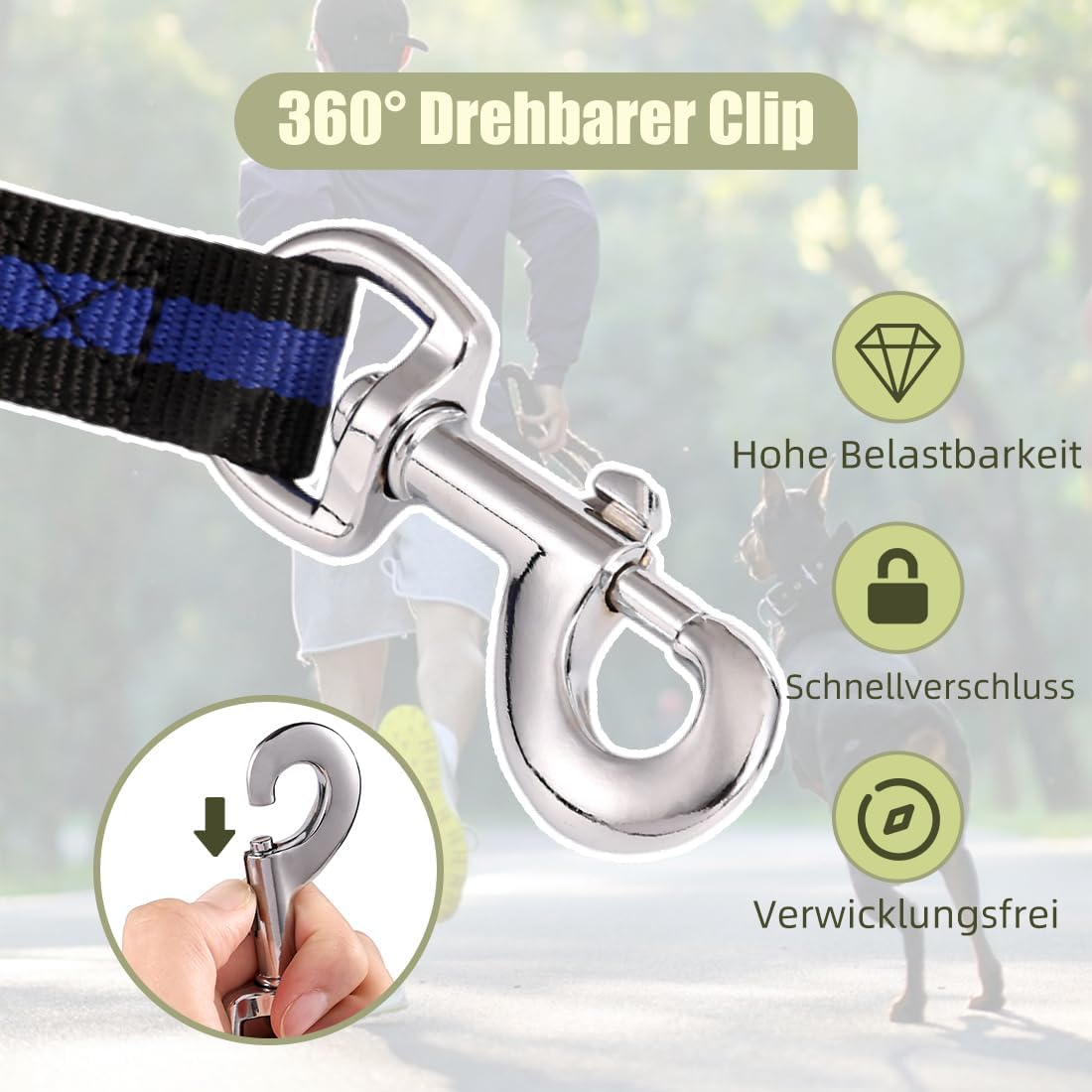 Mi Metty Dog Lead, 8 Ft Bungee Dog Lead with 2 Padded Handles, Strong Dog Lead, Dog Lead for Medium, Large Dogs (Black, 2 Pack, 8 Ft/2.5 M) image number 4