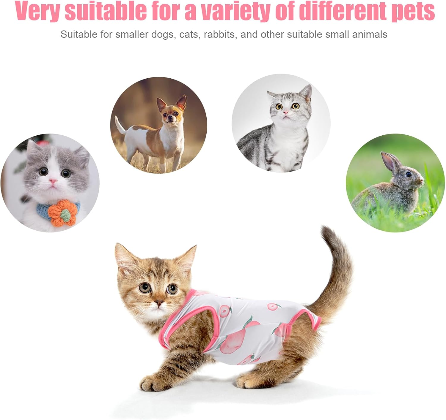 Cat Recovery Suit,Cat Surgery Recovery Suit,Elizabethan Collar & Cone Alternative,Cat Bodysuit Medical Vest,Kitten Onesie Pet Surgical Spay Shirt for Abdominal Wounds or Skin Diseases (Peach, L) image number 1