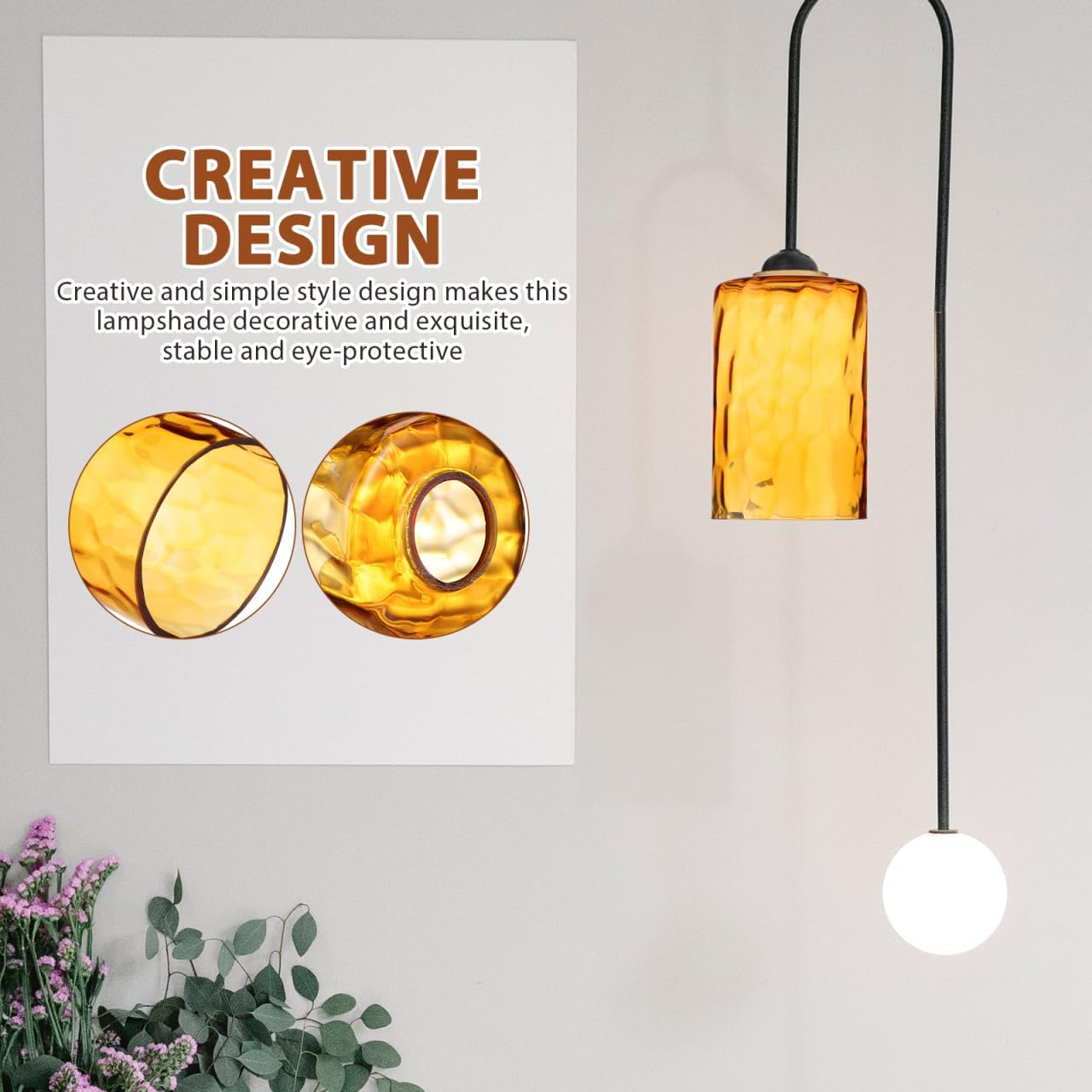 SHERCHPRY Stone-Patterned Small Lampshade Decorative Glass Lamp Shade Replacement for Pendant and Floor Lights Clear Cylinder Design for Living Room Bedroom Lighting 4X4 Inches image number 6