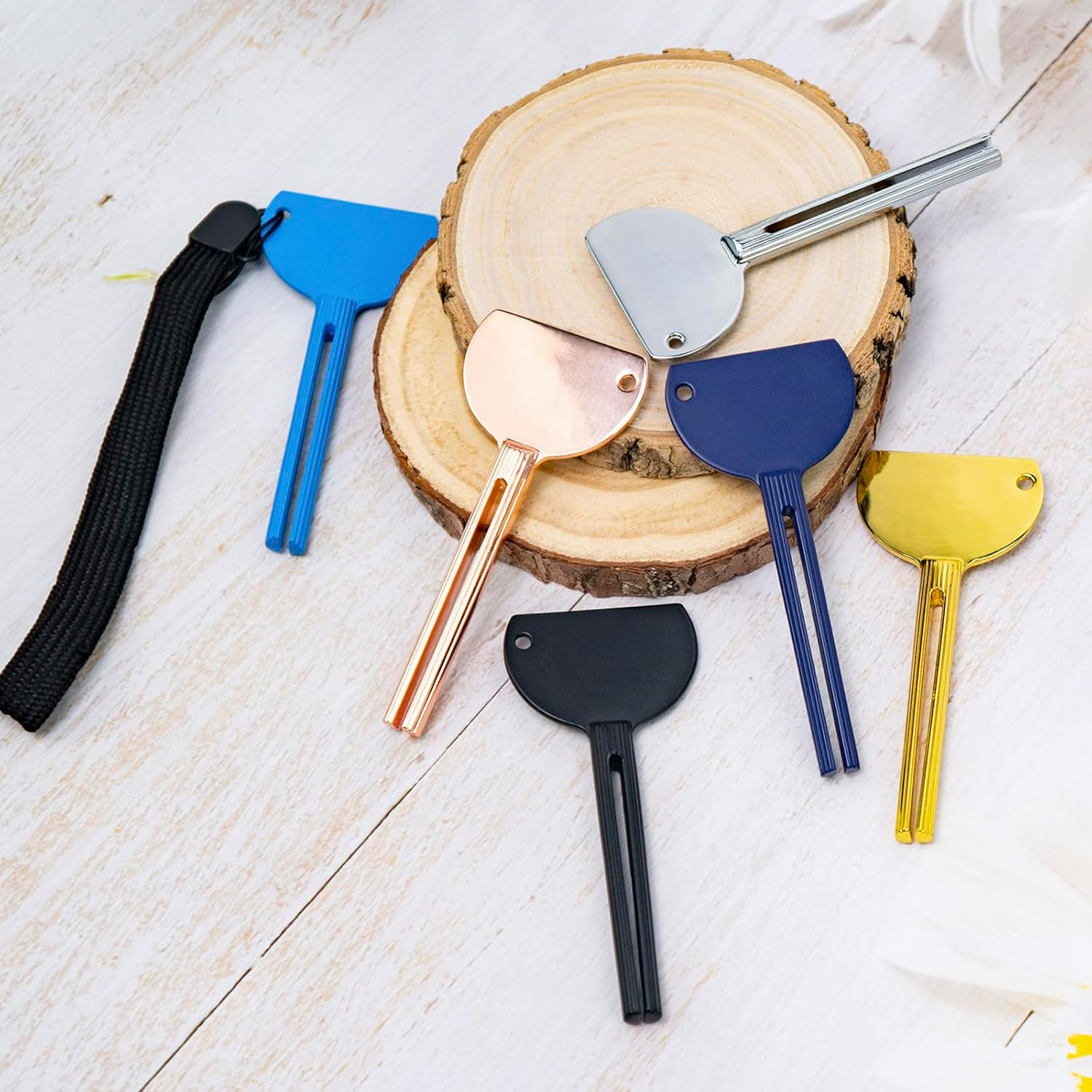 6 PCS Toothpaste Tube Squeezer Tube Wringer Metal Tube Key Toothpaste Roller Squeezer Tool Tube Squeezer Key for Toothpaste Pigment Cosmetic Oil Cream Paint Squeezer (Multicolor) image number 5