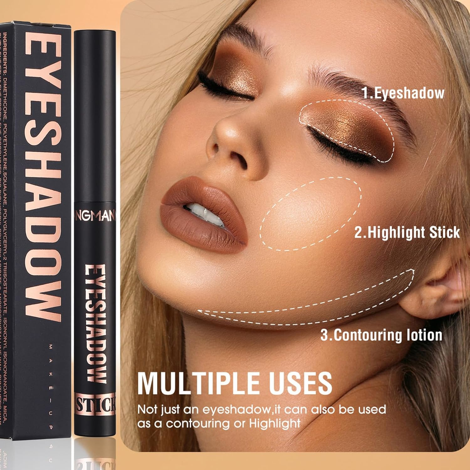 Eyeshadow Stick, Matte Eyeshadow Stick Set, Highly Pigmented Glitter Shimmer Eye Shadow Pencil, Soft Creamy Glitter Eye Makeup Pen Nude