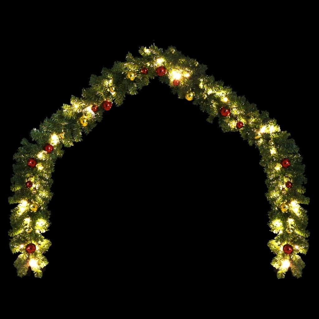 Christmas Garland Decorated with Baubles and LED Lights 10 M image number 5