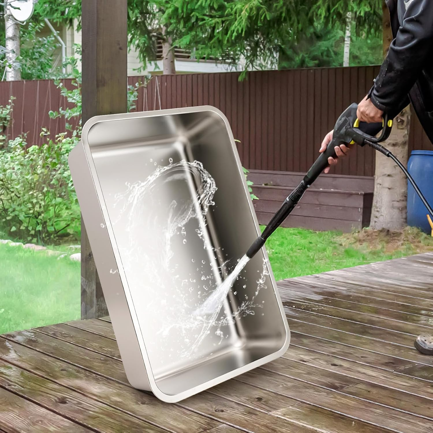 Upgraded Enclosed Stainless Steel Cat Litter Box, High Sided XXL Extra Large Litter Box for Big & Multiple Cats, Easy Cleaning High Wall Side Covered Litter Box with Scoop