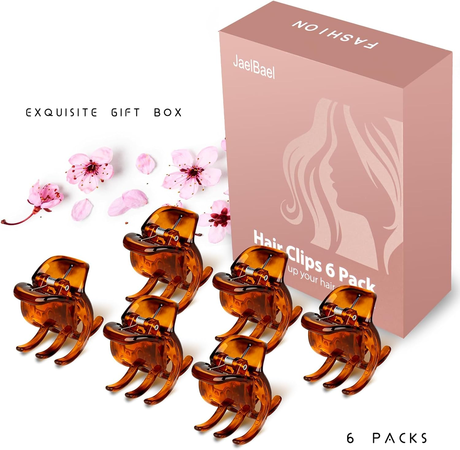 6-Piece Hair Claw Clips-1.3 Inch Jaw Clips That Won'T Let Yourthick or Medium Hair Escape, Nonslip Wonders for Women and Girls' Hair Accessories Black and Amber image number 1