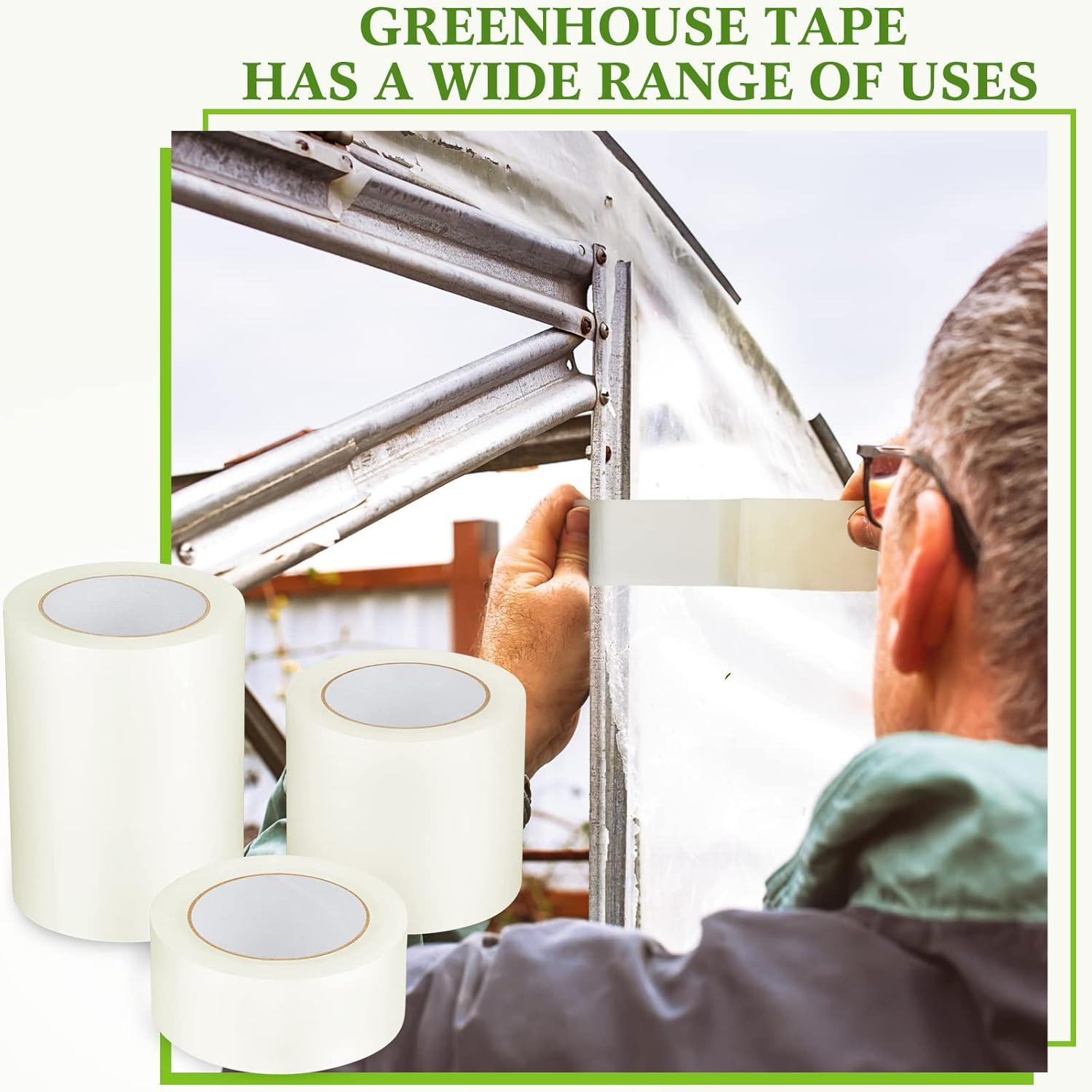 Frienda 3 Pack 2''X115'+4''X115'+6''X115' Greenhouse Plastic Tape, 6 Mil Greenhouse Repair Tape, Waterproof and UV Resistant 6Mil Polyethylene Sheeting Tape to Repair Patch Repair Kit image number 3