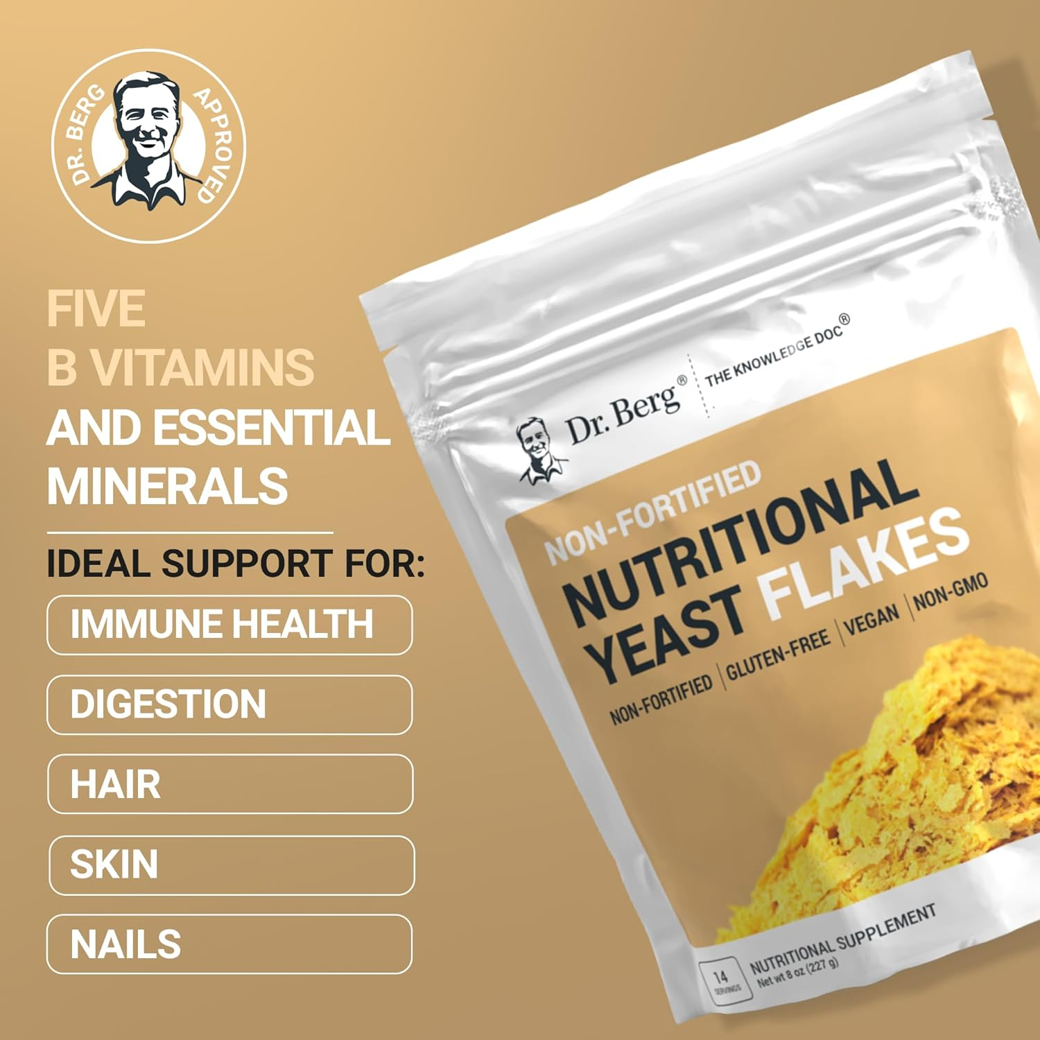 Dr. Berg'S Premium Nutritional Yeast Flakes| Gluten Free & Non-Gmo | Nutritional Yeast with B Vitamins | Keto & Vegan-Friendly Nutritional Yeast | 8Oz image number 6