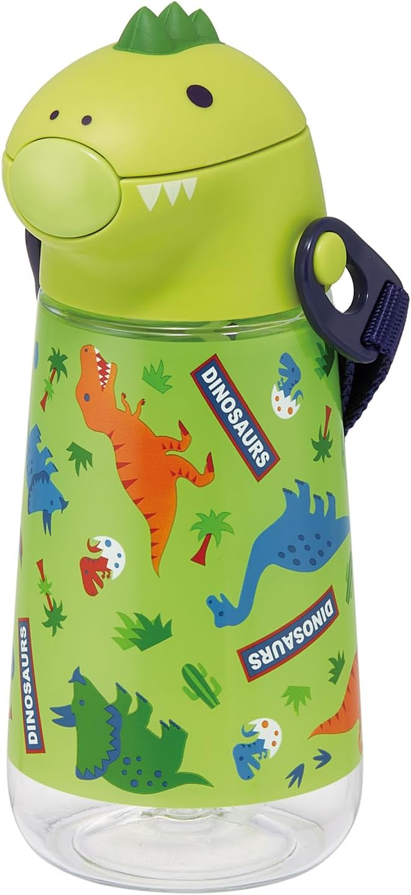 Skater PDSH5-A Dinosaurus Picture Water Bottle, 16.2 Fl Oz (480 Ml), Clear Bottle with Straw, for Kids and Boys