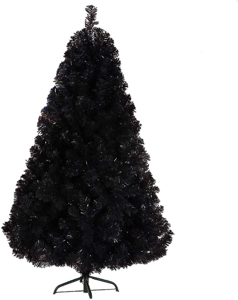 Black Xmas Christmas Tree 1.8M/6Ft 1200 PVC Tips Metal Construction Decoration Chistmas Gift image number 3