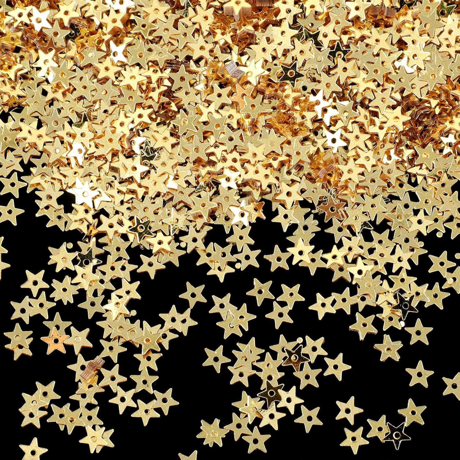 6Mm/0.24" Gold Star Sequins Art Craft Glitter Mini Stars Sew on Sequins Hollow Star Embroidery Sequin Star Confetti Star Table Metallic Foil Stars Sequin with Holes for Sewing Jewelry Home Decoration image number 5