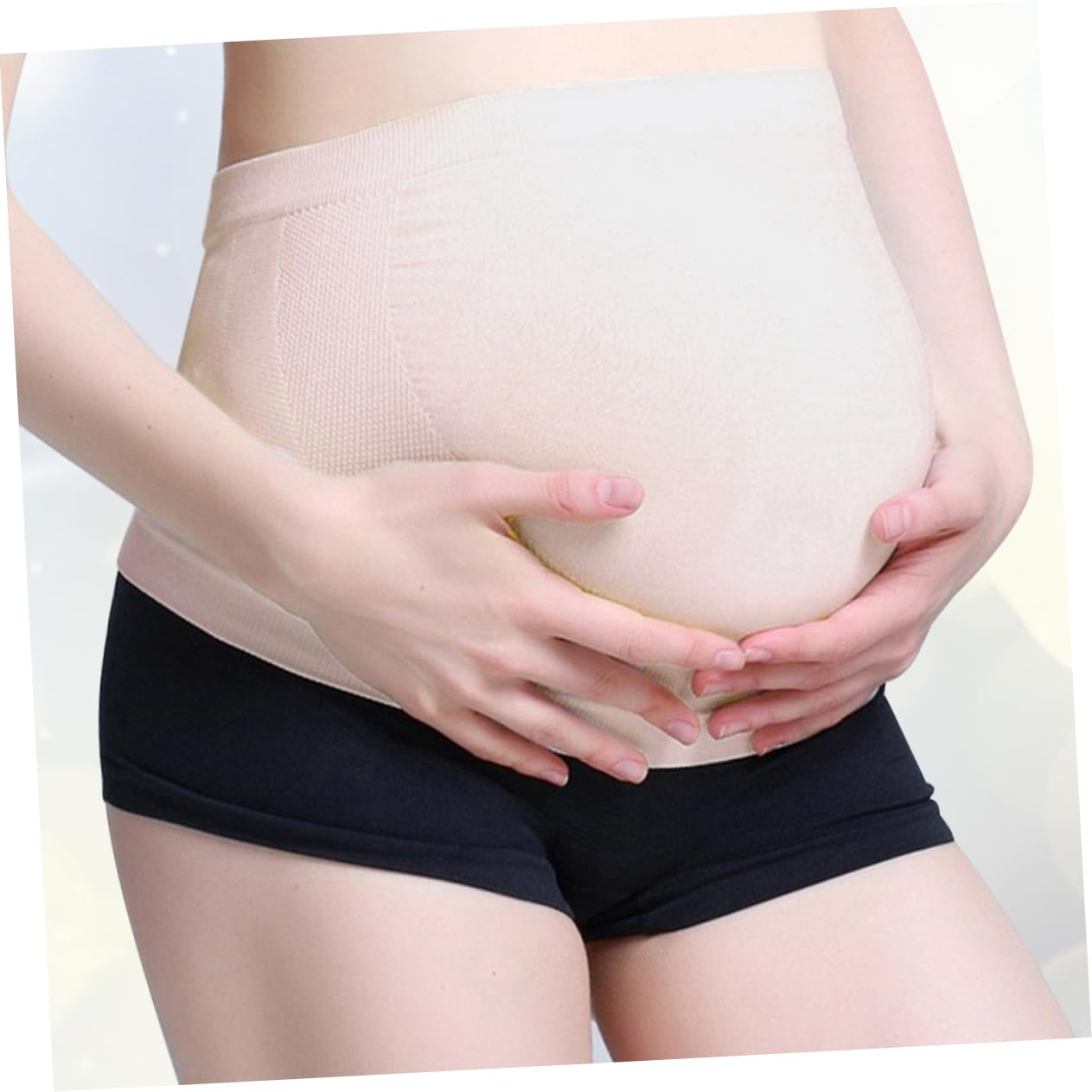 SAFIGLE Pregnancy Support Belt Maternity Belly Band Breathable Pregnancy Belt for Pregnant Women Black L Size Hip 95-105Cm Comfortable Support