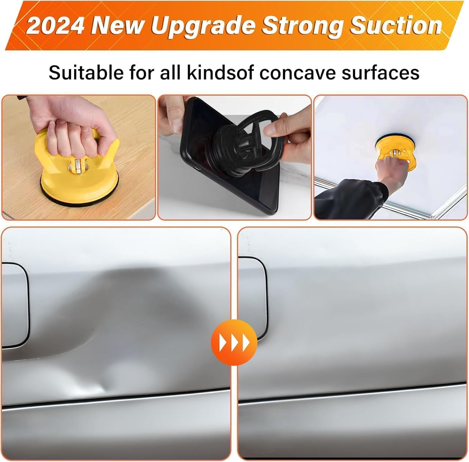 Dent Puller,3 Pack Car Dent Puller Car Dent Removal Kit Suction Cup Dent Puller Dent Remover Tool and Dent Repair Kit for Cars Body,Glass,Screen,Tiles Lifting,Objects Moving (Yellow+Black) image number 4