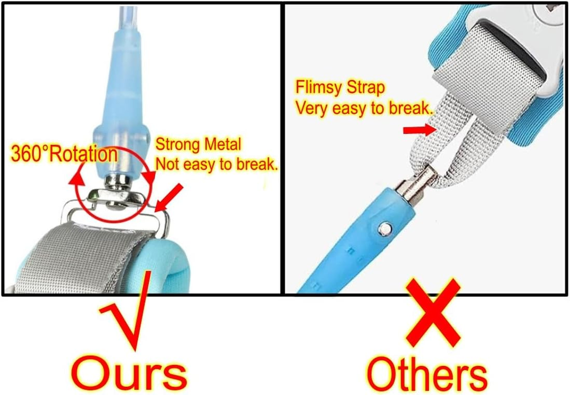 JZK Blue Anti-Lost Wrist Link for Toddler, Adult and Child Wrist Rein for Toddlers with Lock, Autism Child Safety Wrist Strap for Autistic Child, Walking Safety Harness Belt for Kids image number 2