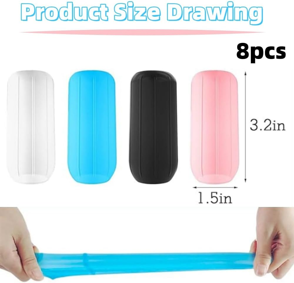Jindizi 8Pcs Reusable Silicone Leak Proof Sleeves Elastic Sleeves, Elasticity Silicone Leak Locks for Travel Sized Toiletries Skins,Travel Bag and Carry-On Luggage (Blue/Black/White/Pink) image number 5