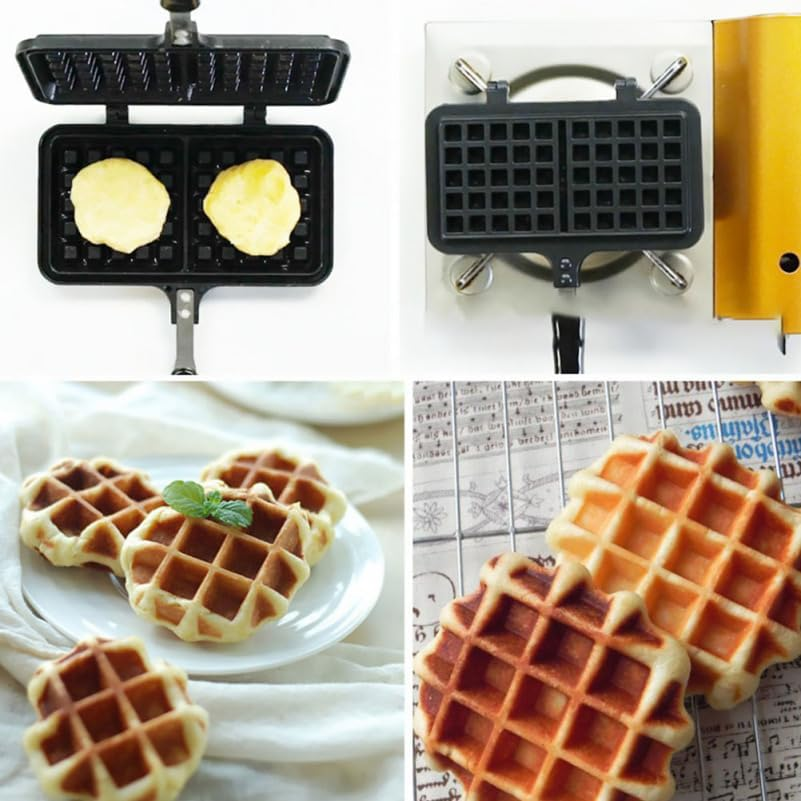 Cabilock Cabilock Waffle Mold Nonstick Cast Aluminium Waffle Maker Pan for DIY Bread Chocolate and Cakes Compact Kitchen Tool Black 34.5 X 14.4 Cm image number 1