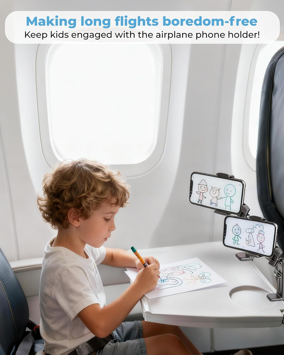 EKOWEE 2 Pack Universal in Flight Airplane Phone Holder Mount, Hands Free Viewing with Multi-Directional Dual 360 Degree Rotation, Pocket Size Must Have Airplane Travel Essential Accessory for Flying image number 4