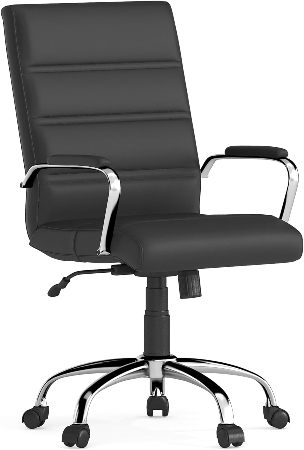Flash Furniture Mid-Back Black Leathersoft Executive Swivel Office Chair with Chrome Base and Arms