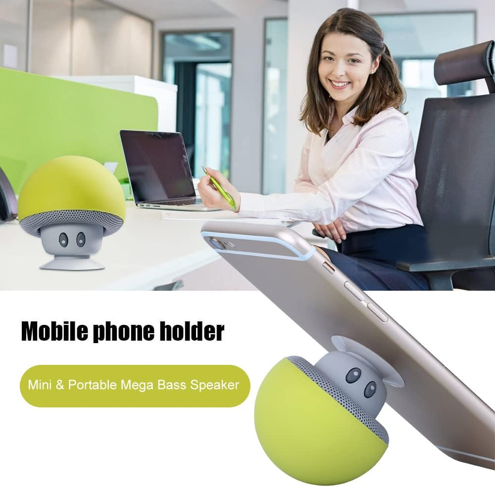 Mini BT Mushroom Speaker Wirelessly Portable Subwoofer with Mic & Suction Cup for Pads/Smartphones ALKOY image number 4