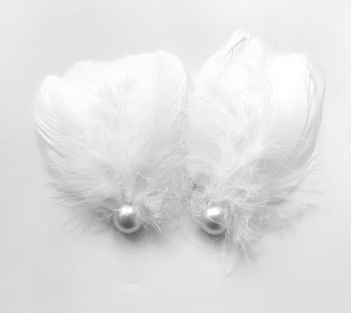 2 Pcs Feather Hair Clips for Women,White Swan Feather Hairpins Hair Piece Headpiece for Brides Fly-Wing Hair Barrettes Accessory for Girls Wedding Valentine Birthday Christmas Costume Stage Performance image number 2