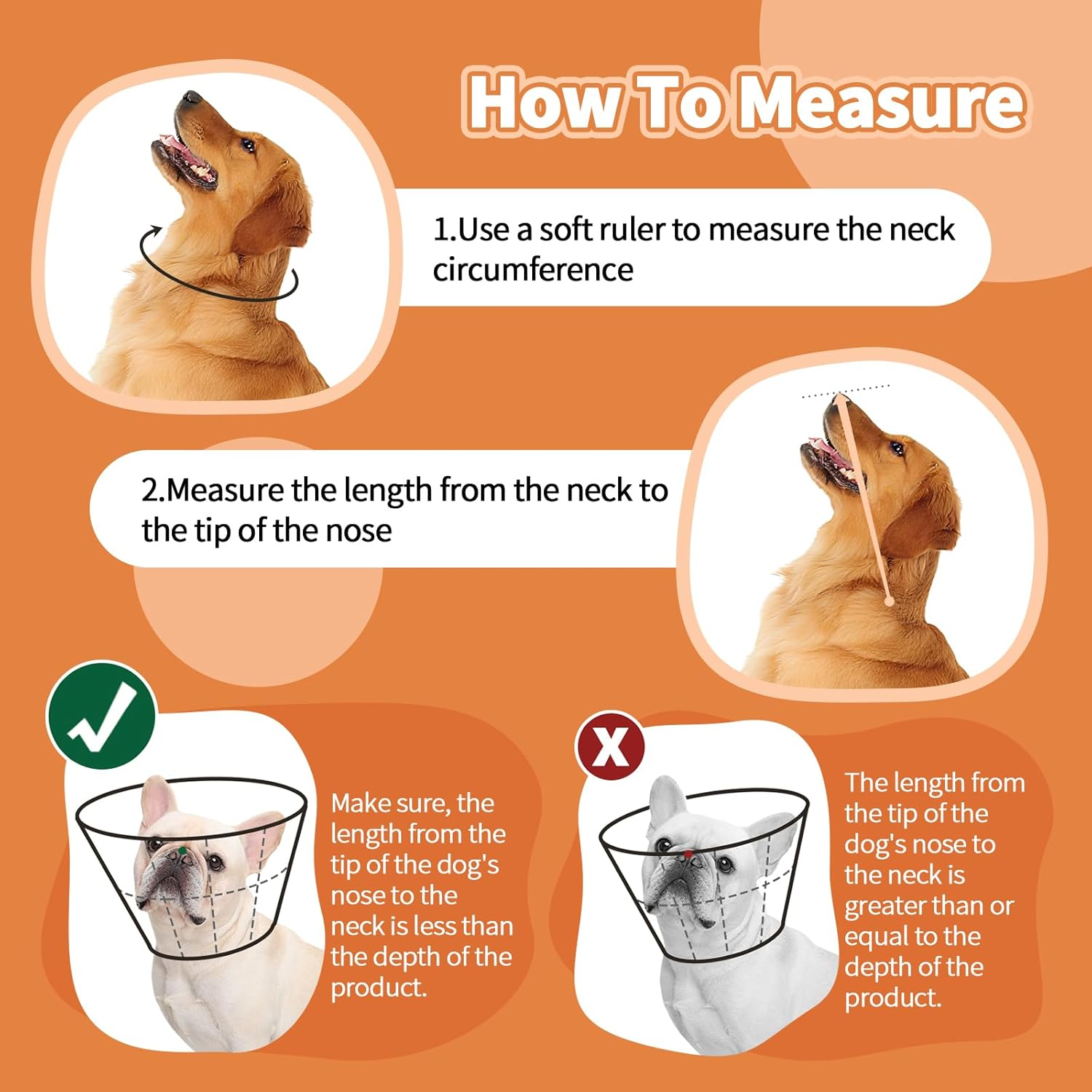 Kuoser Dog Collar, Comfortable Lick Protection Dog, Protective Measures Protective Collar Dog, Adjustable Dog Collar, Dog Collar Leak Protection for Dogs, Prevention of Bite and Lick Wounds, Orange XL image number 3