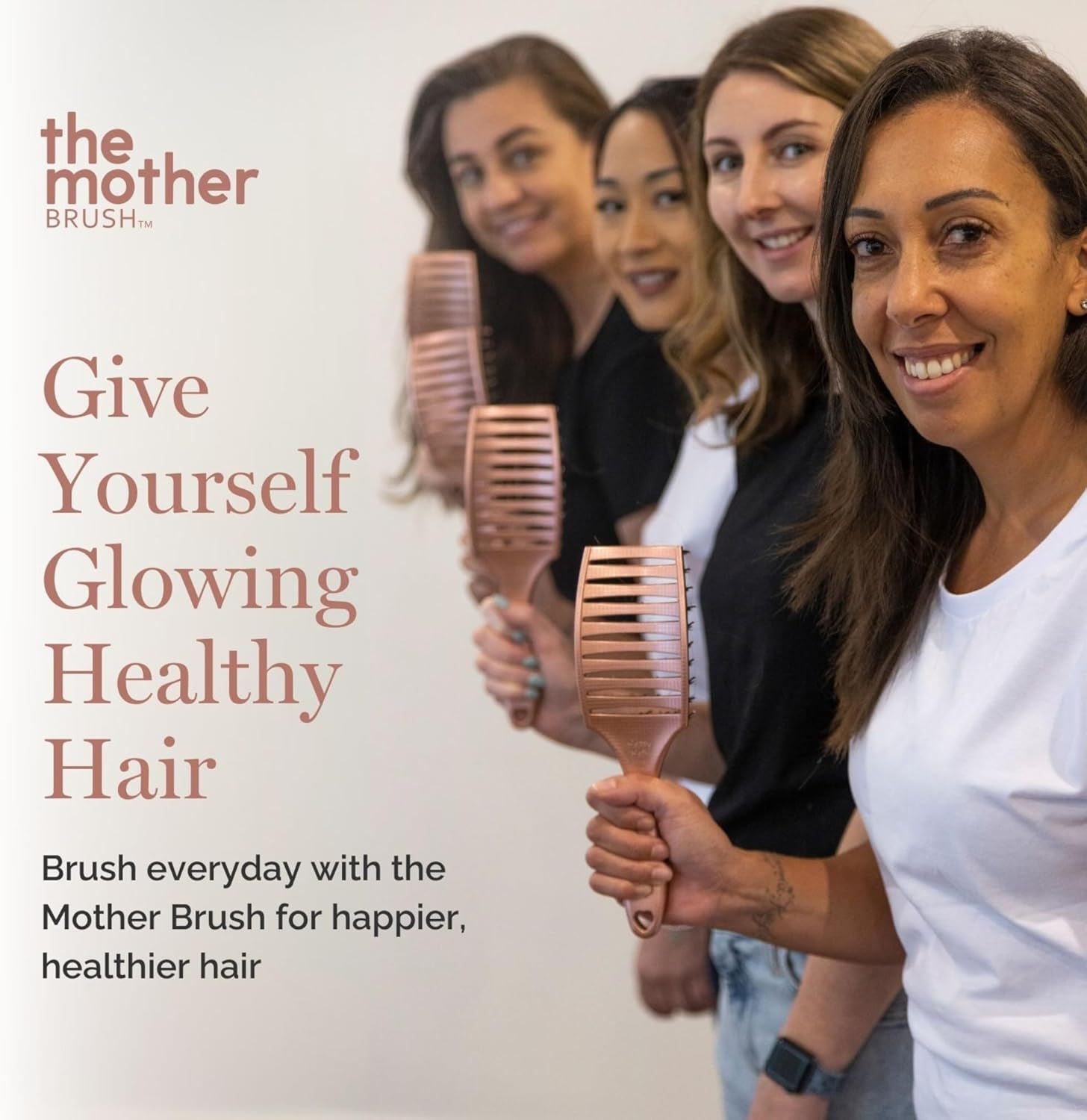 HAPPY HAIR Mother Brush - Detangling Hair Brush with Boar Bristles & Pins | Designed by Women to Detangle & Smooth Thick, Fine or Curly Hair | Pain-Free Slick Back Brush | Massage Scalp (Rose Gold) - Rose Gold image number 5