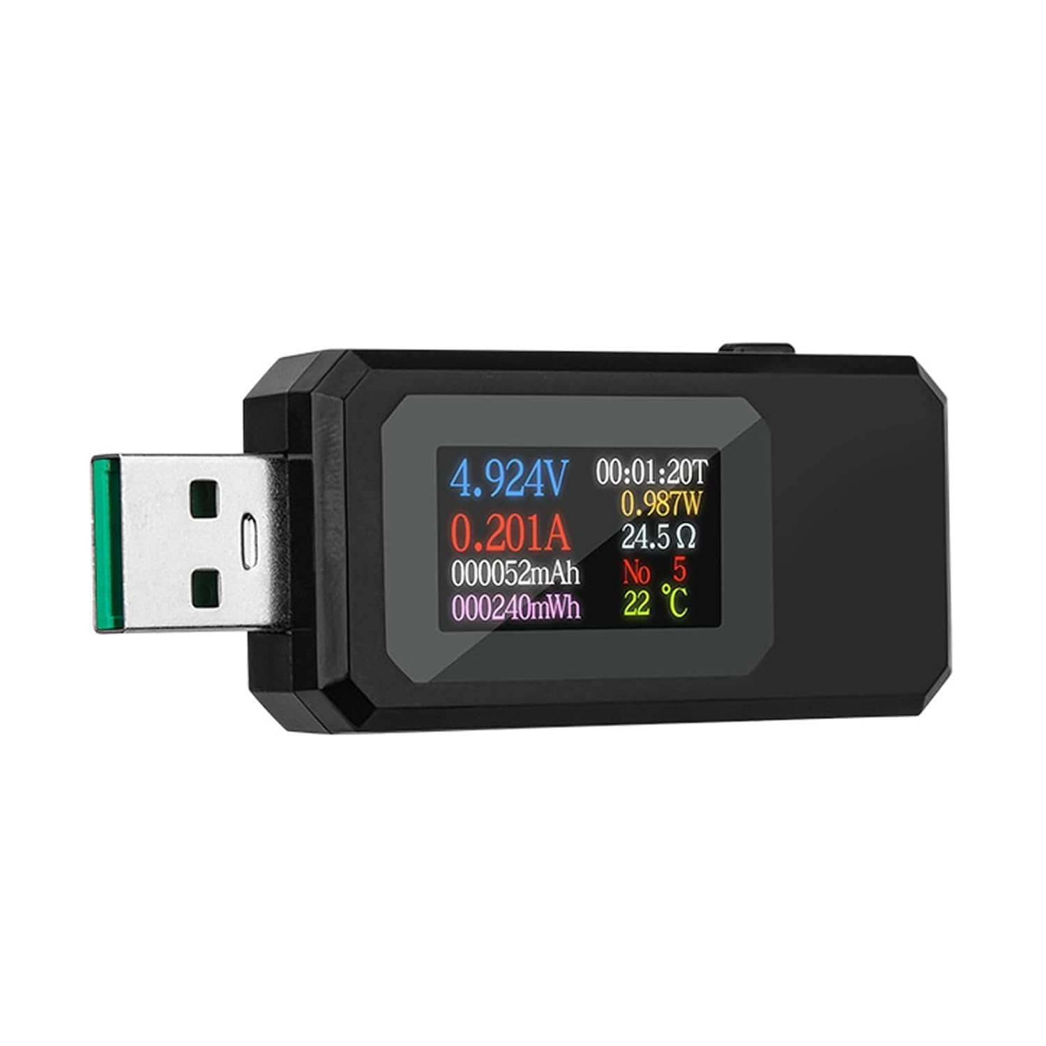 USB Tester Multimeter Digital 4-30V 0-6.5A, USB Multimeter Voltage and Current Tester, Power Tester Multi Function Display Capacity Voltage Current Detector with IPS image number 2