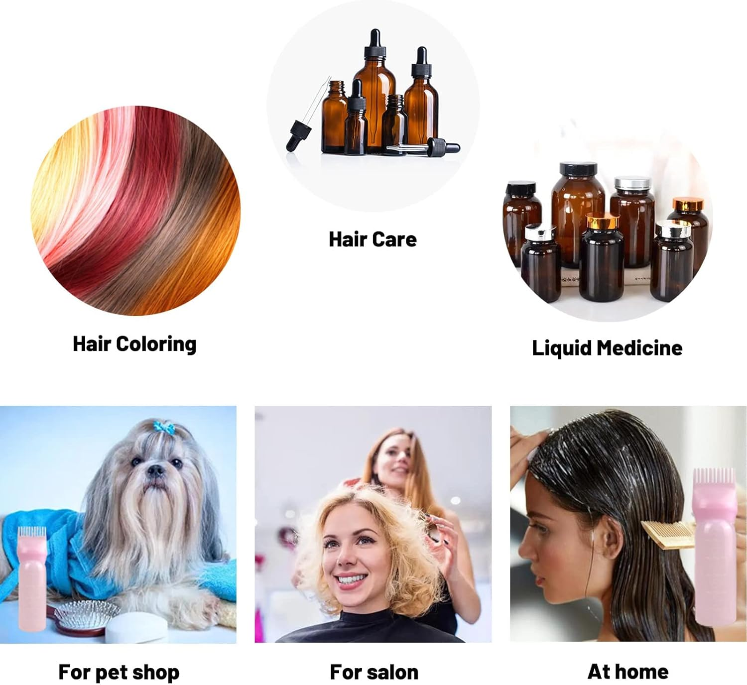 Root Comb Applicator Bottle,Scalp Massager Shampoo Brush+ Squeeze Comb Applicator Bottle with Graduated Scale Head Relaxation Tools for Home Salon Comb Applicators image number 2