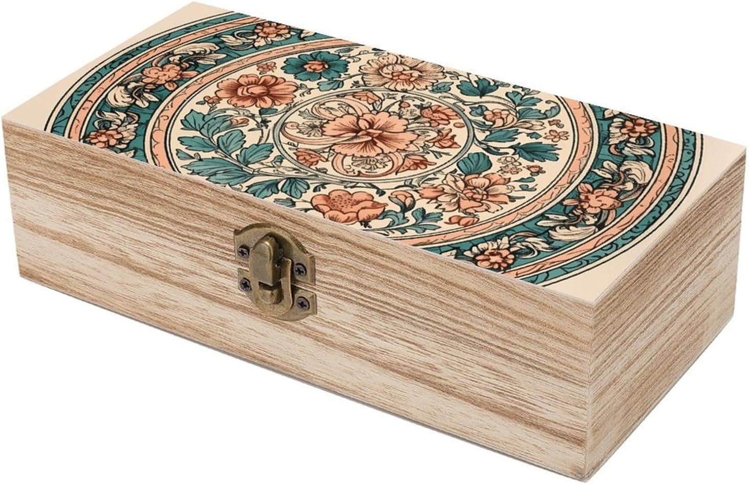 Circular Pattern Wooden Box Wood Wedding Keepsake Boxes with Lids Small Decorative Boxes Lightweight Wooden Memory Storage Box for Crafts Keepsakes Jewelry Photo Letter Storage image number 4