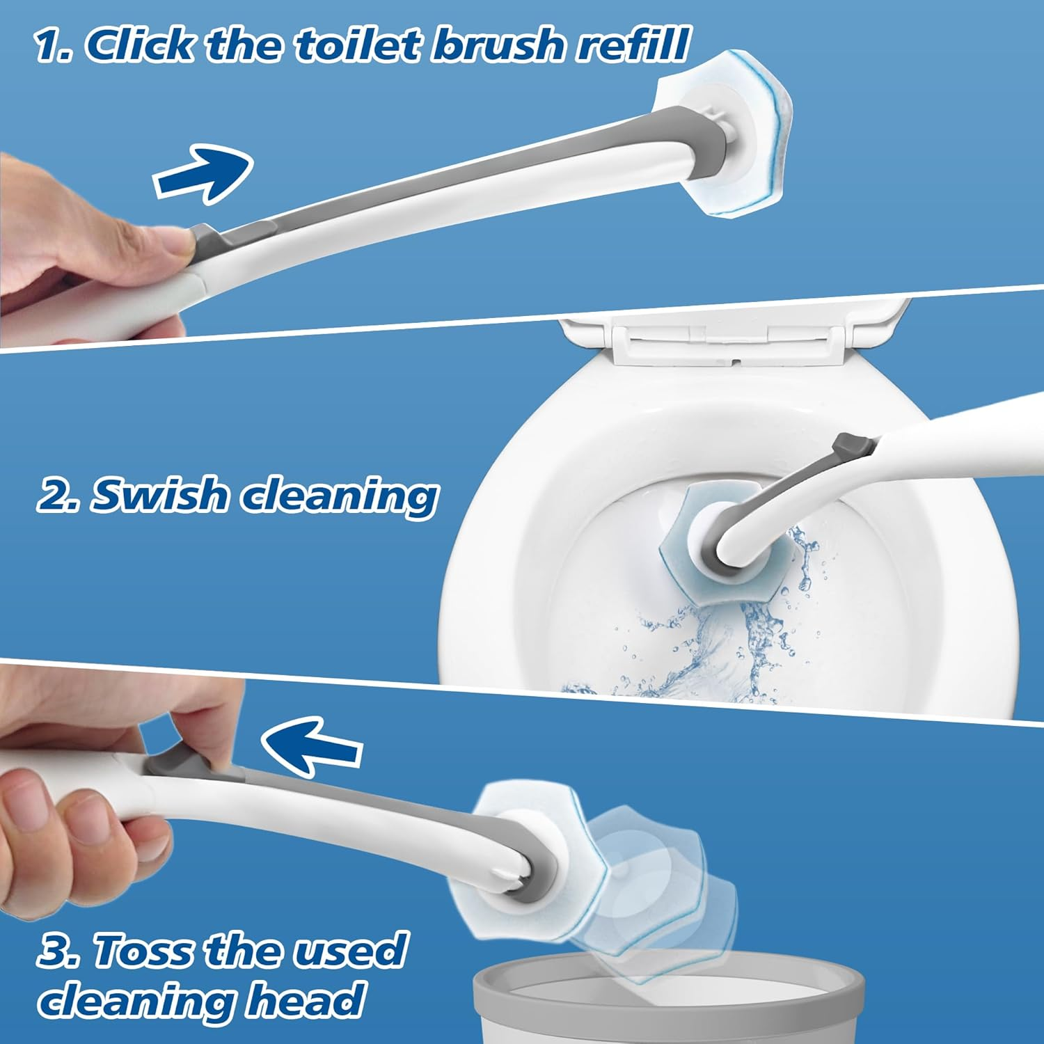 Disposable Toilet Brush and Cleaner Wand Set, Including 40 Refills, Features Wall-Mounted Long Handle and Compact Holder for Sink Bathtub Wash Basin Mop Pool
