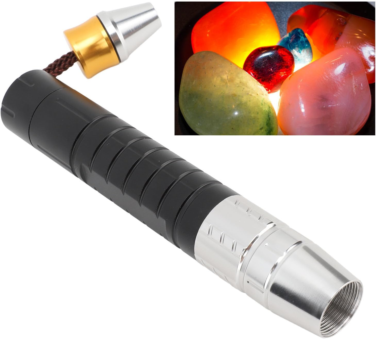 Gemstone Identification Lights with Tail Switch USB Type C UV White Yellow Light 3 in 1 LED 365Nm Flashlight for Gems Jade image number 3
