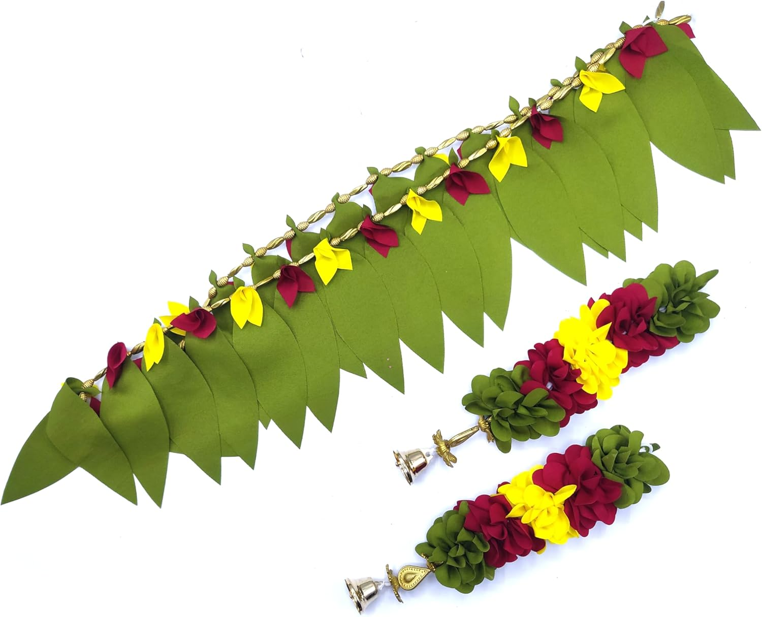 Handicraft Storeroom Artificial Flower Garland Toran for Door Entrance, Home Decoration, Indian Decor for Pooja,Wedding,Event, Diwali, Chrismus (Leaf Toran 38 Inch 2 Hanging 9 Inch), Green image number 3