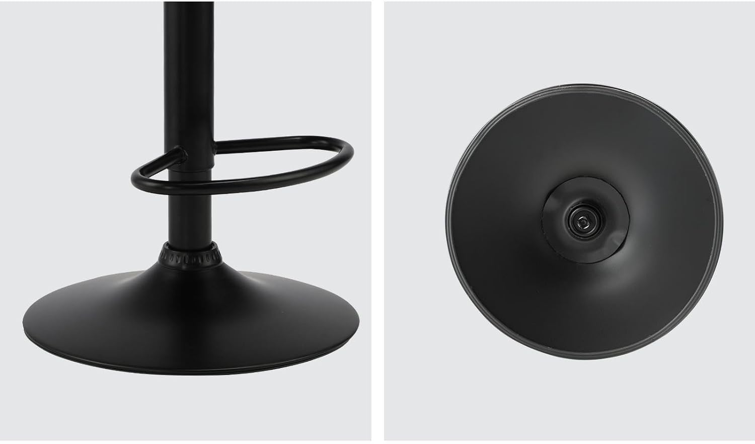 Oikiture Bar Stool Set of 4 Home Kitchen Barstools with PU Leather Seat and Gas Lift Barstools in 57-77Cm Height and Footrest Swivel Chair Set for Home Bar Dining Room, Black image number 2