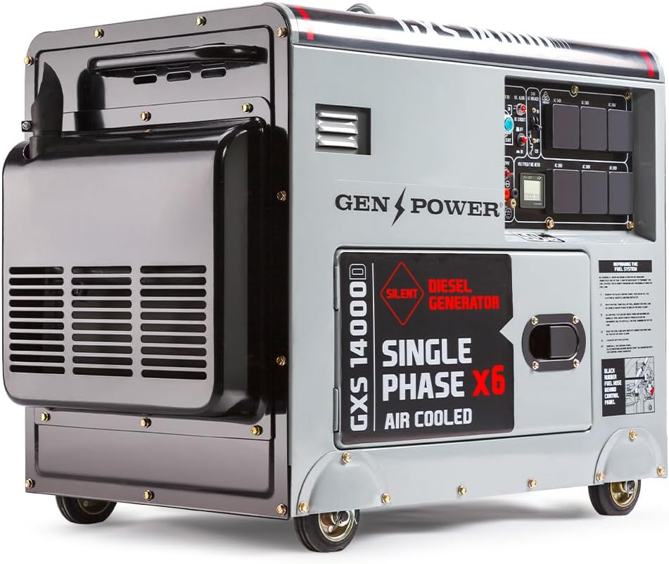 Genpower 8.4Kw Peak 6Kw Rated Commercial Diesel Generator, Electric Key Start, 6 X 15A, Single Phase image number 4