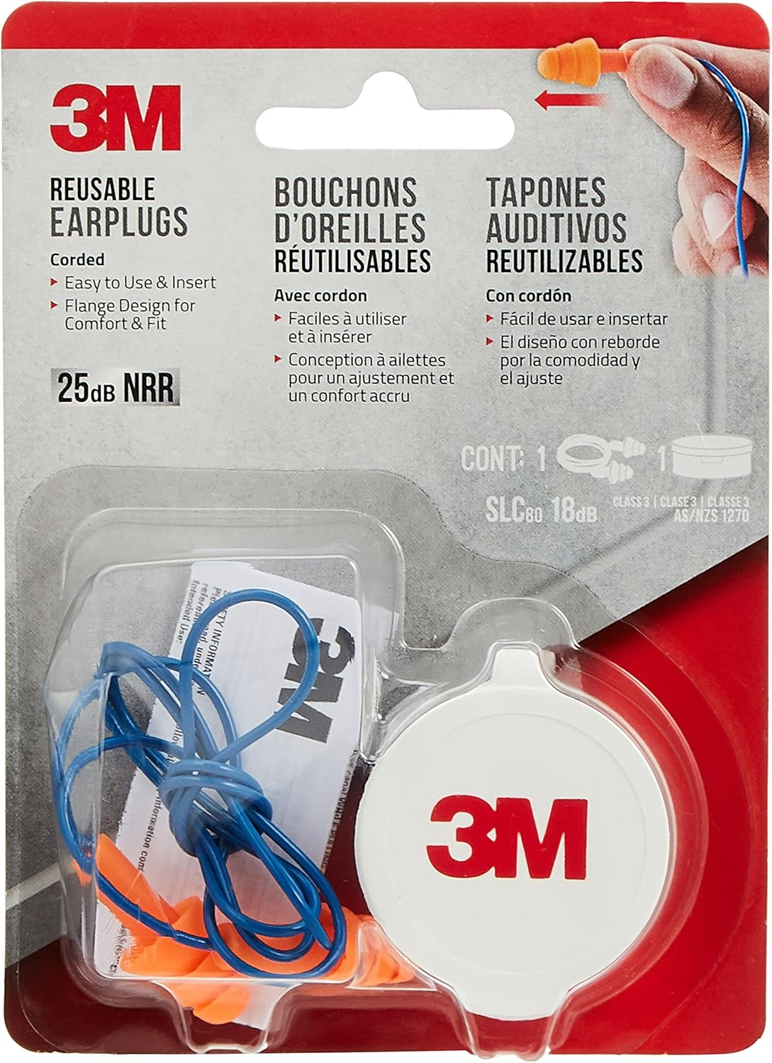 3M Safety Reusable Corded Earplugs 90586-80025T image number 2