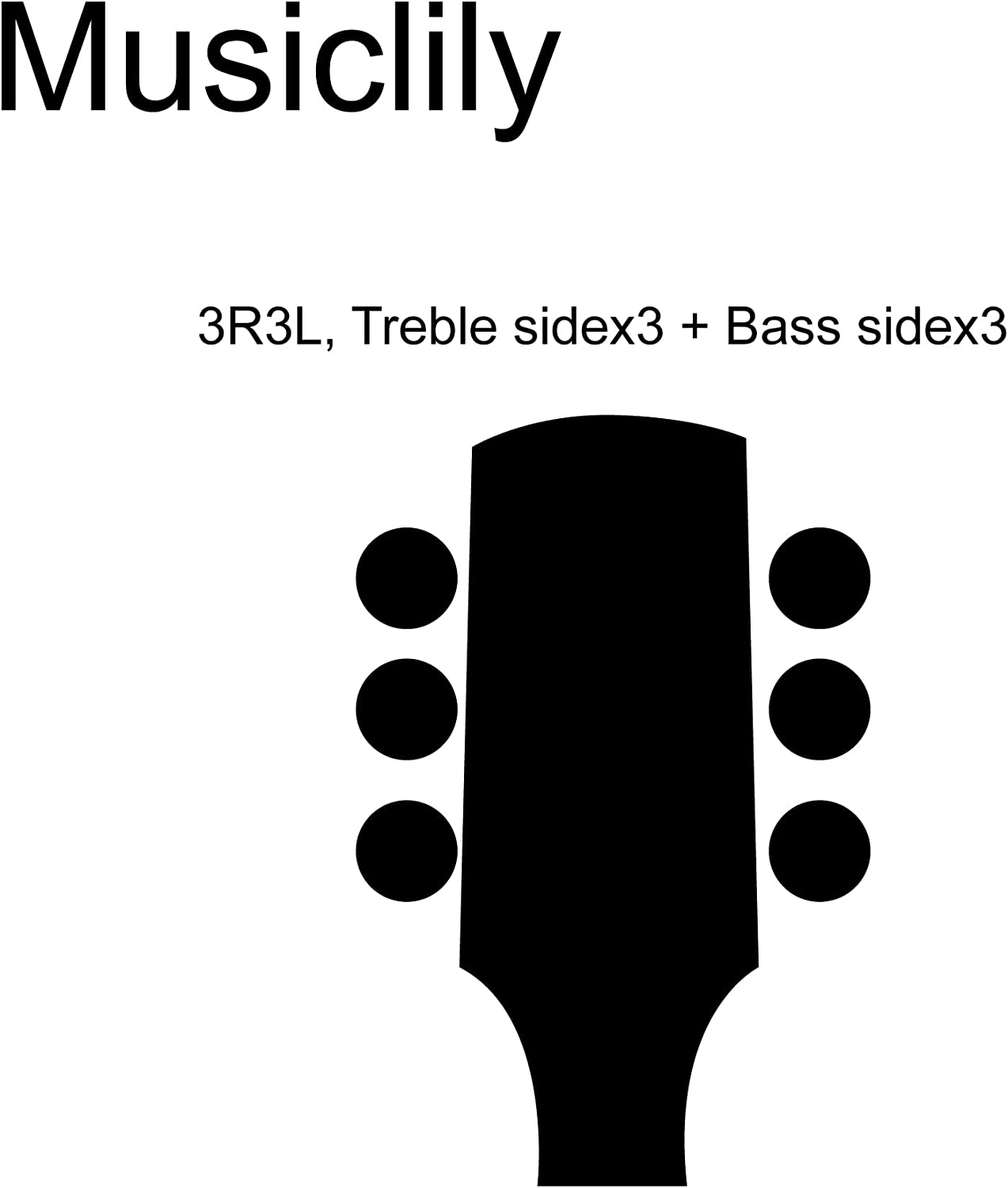 Musiclily Pro R15J 3R3L 15:1 Ratio Full Sealed Machine Heads Tuners Tuning Pegs Keys with Big Hex Button Right Angle Screw for Acoustic Electric Guitar, Black image number 3