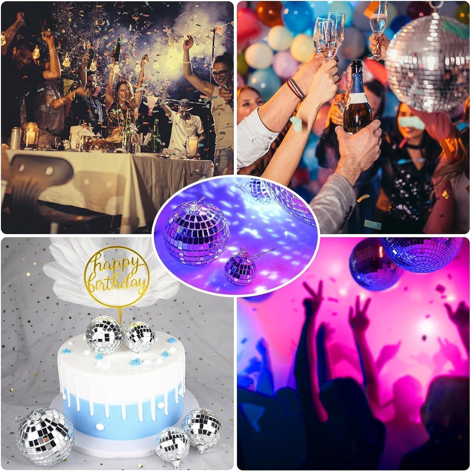 27 Pcs Mirror Disco Ball, Disco Ball, Disco Cake Topper, Disco Party Cake Topper, Disco Ball Cake Decoration, 70'S Disco Cake Decoration, Disco Ball Toppers Saturday Night Party Supplies (27 Pcs) image number 2