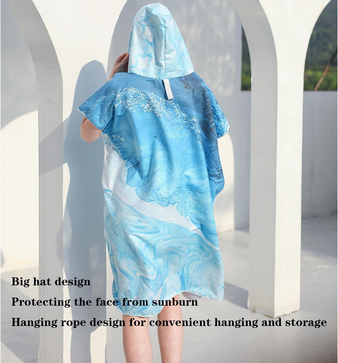 Changing Robe Towel, Surfing Cape Diving Suit Change Robe, Poncho Hooded Robe, Quick Dry Lightweight Microfiber Robe for Surfing Swimming and Beach, Adult Hooded Beach Towel, Oversized Towel image number 4