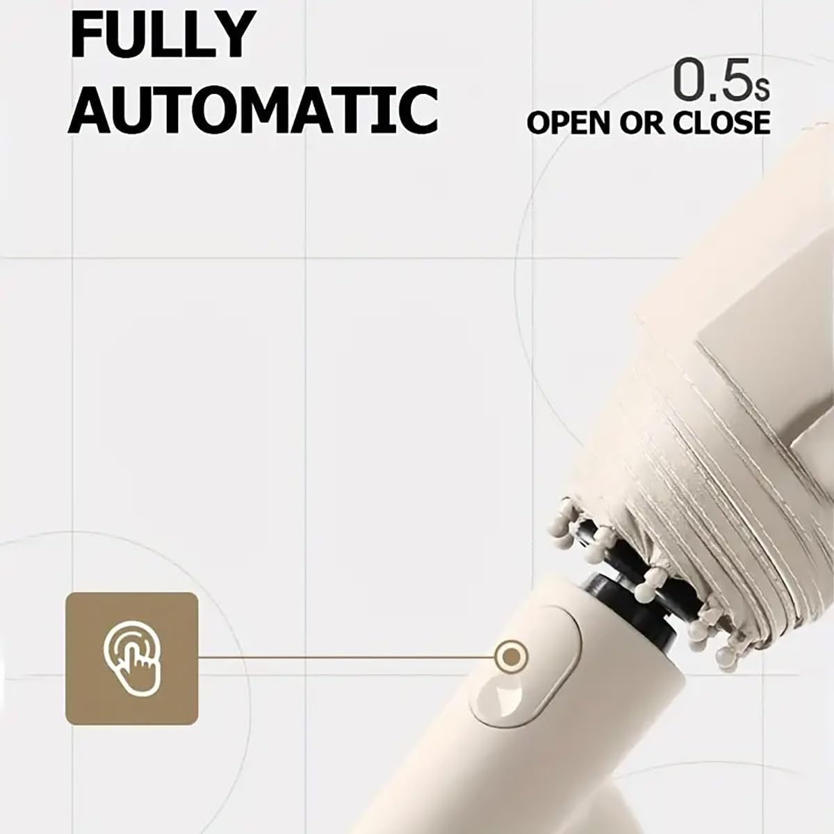 AIMALL Lightweight Auto-Open & Close Umbrella with UV Protection and Durable Design, Portable Sun and Rain Protection with Carabiner, 48.82 Inch Diameter image number 5