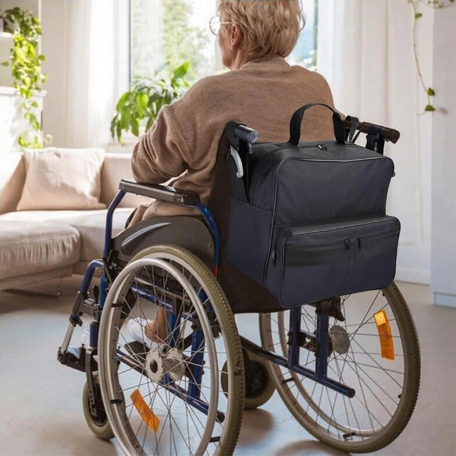 Wheelchair Bag for Seniors Large Storage Backpack for Mobility Aid Waterproof Organizer Tote image number 2