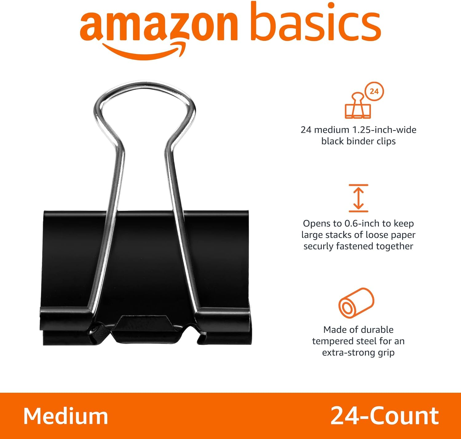 Amazon Basics Binder Paper Clip, 32Mm, 24 Clips image number 1