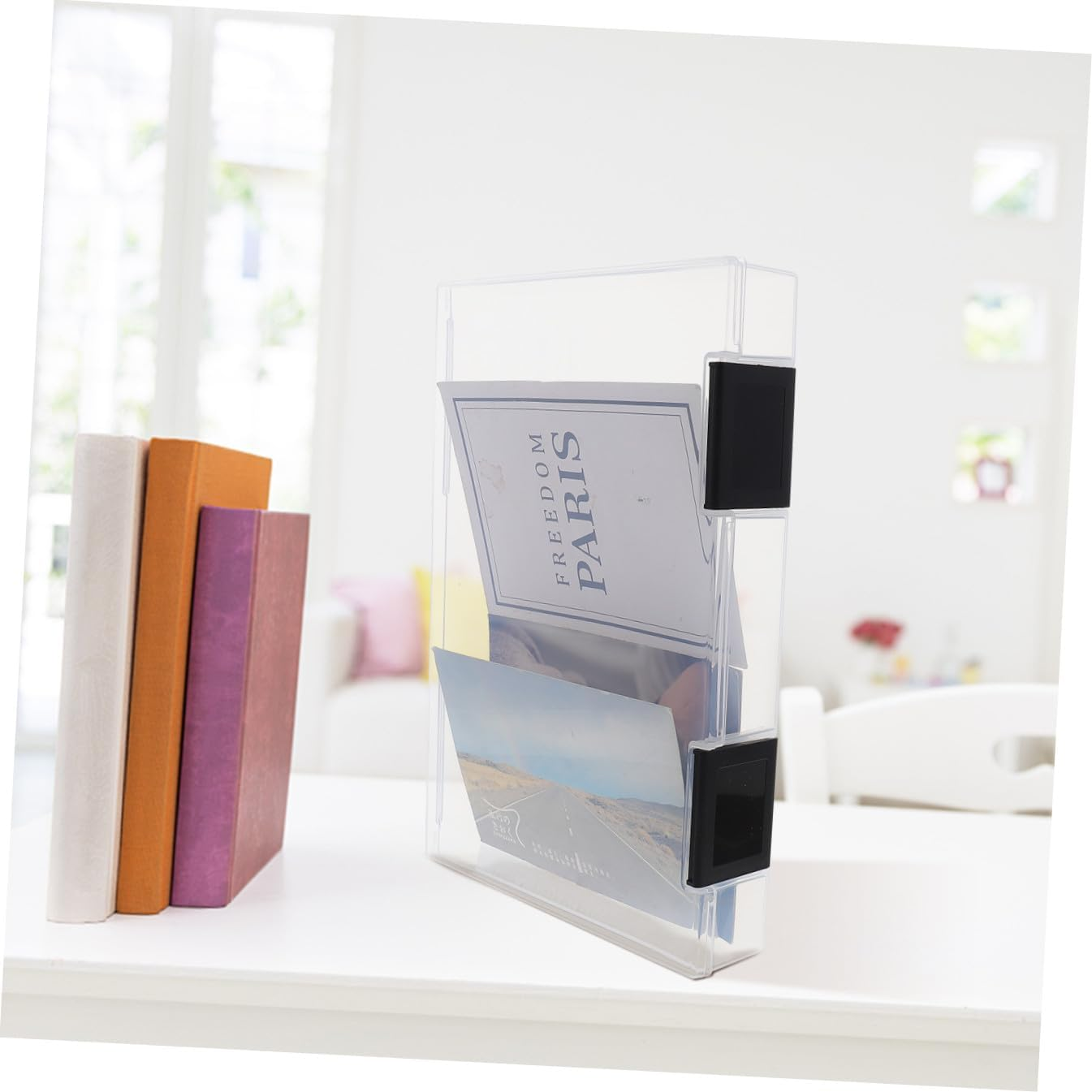 LALAFINA A5 Plastic Storage Organizer File Box with Dustproof Button, Thickened Document Holder for Office Desk and Desktop File Storage image number 4