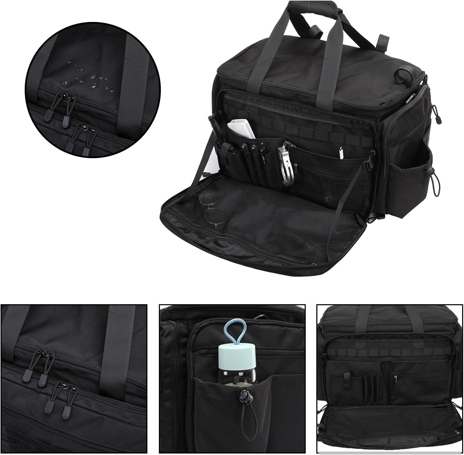 MOSISO Patrol Bag Law Enforcement, Car Front Seat Organizer for Police Equipment, Police Gear Bag with Padded 16 Inch Laptop Compartment, Hanging Seat Storage for Patrol Vehicle, Car, Truck, Black image number 3