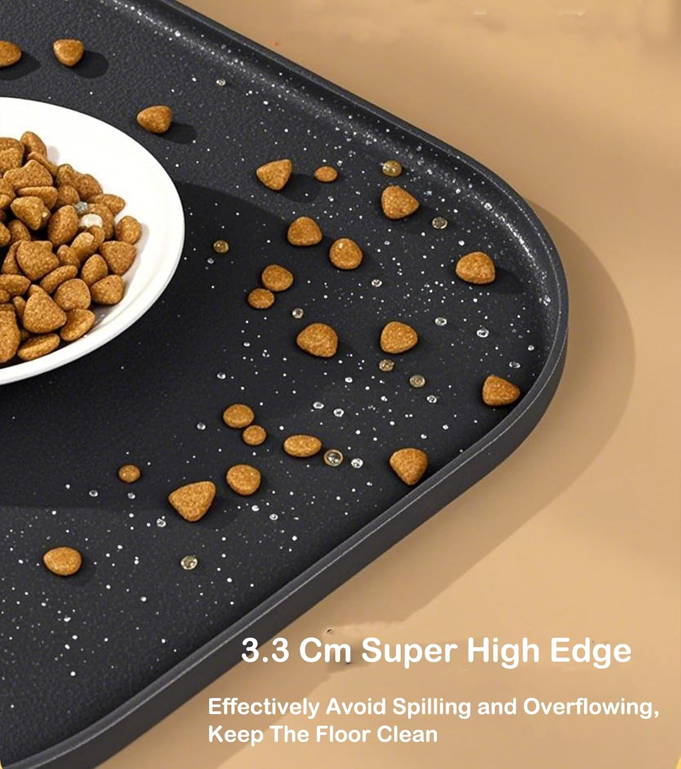 Octonyluck Waterproof Silicone Feeding Mat for Dogs and Cats, Non-Slip, Easy to Clean, Food Safe, Available, 44 X 27 Cm, Black image number 5