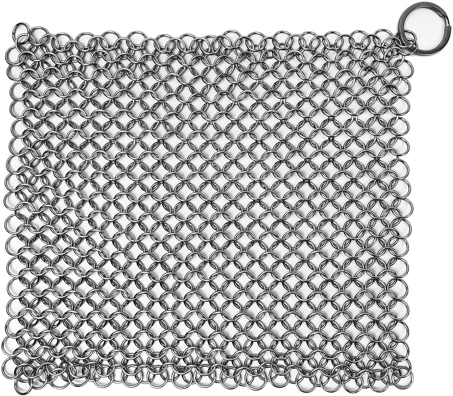 Stainless Steel Cast Iron Skillet Cleaner Chainmail Cleaning Scrubber with Hanging Ring for Cast Iron Pan image number 6