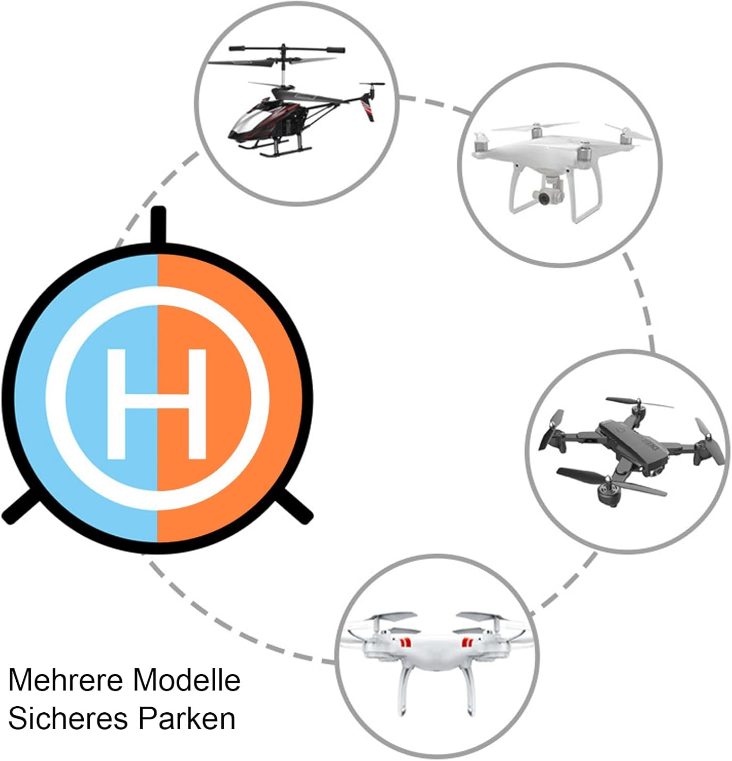 Drone Landing Pad, 22"/55Cm Waterproof Portable Foldable Helipad Helicopter Landig Mat with Pegs, Double Sided Orange/Blue, for RC Drones Helicopter DJI Mavic Mini 2 / Zoom/Air Fly 2 / Phantom/Incl image number 5