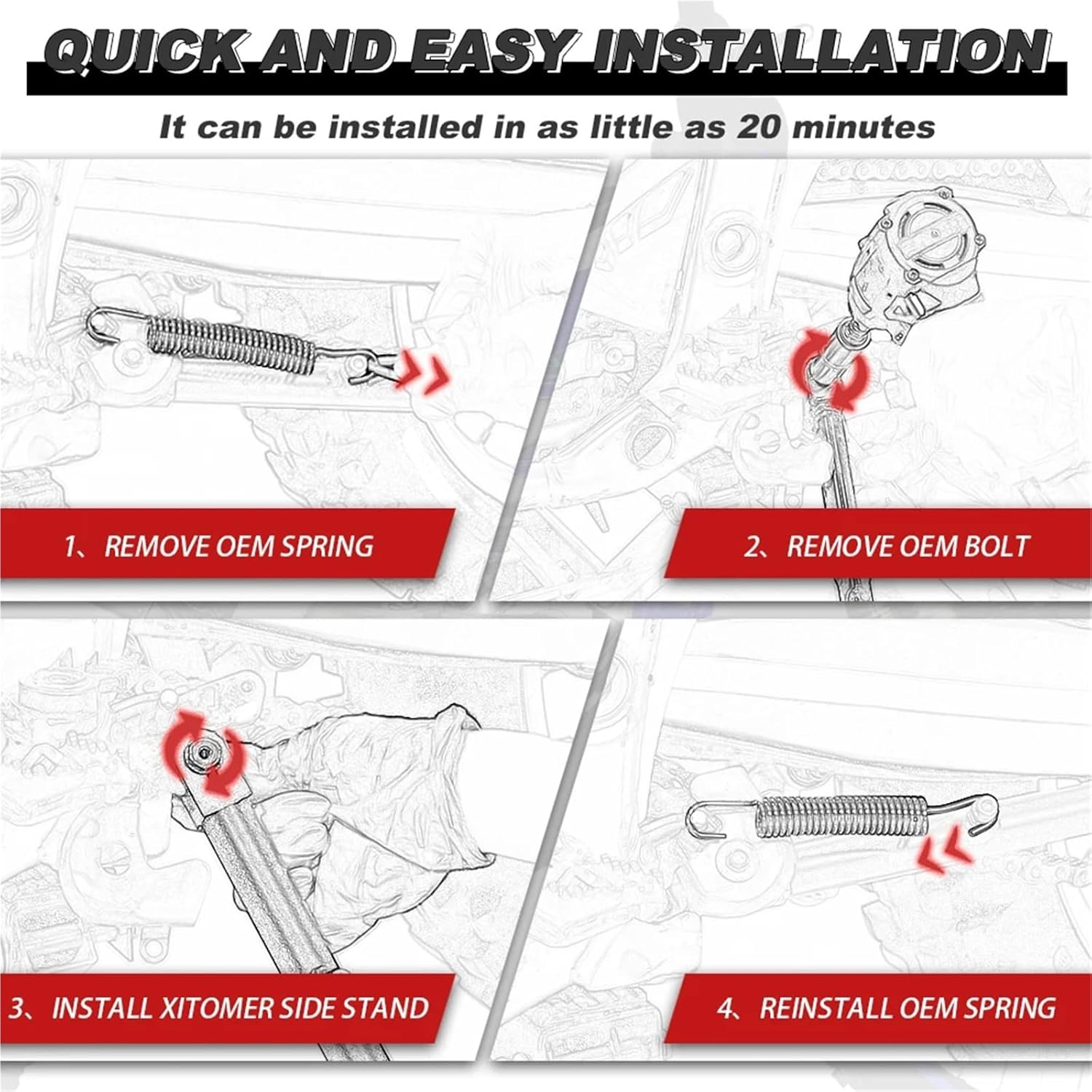 Fit for Y-A-M-A-H-A YZ250FX YZ450FX WR250F WR450F 2019-2024 2025 Parking Bracket Kick Holder Stand Motorcycle Adjustable Kickstand Side image number 1