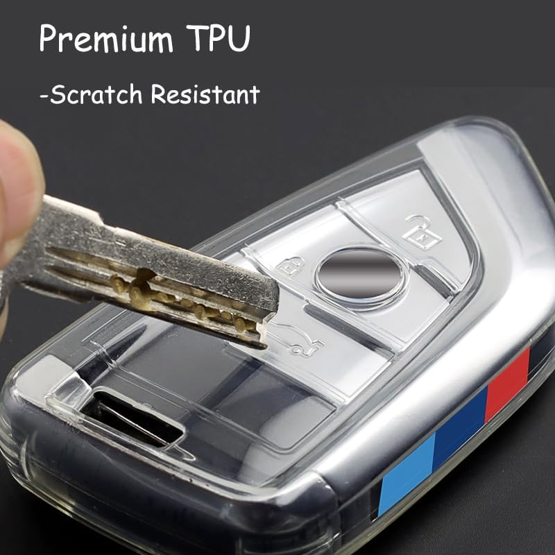 IUIU Key Fob Cover Smoked Color, Black Fob Protector, Premium TPU Case Compatible with BMW 1 2 3 5 6 Series, X1 X2 X3 X5 X6 X7
