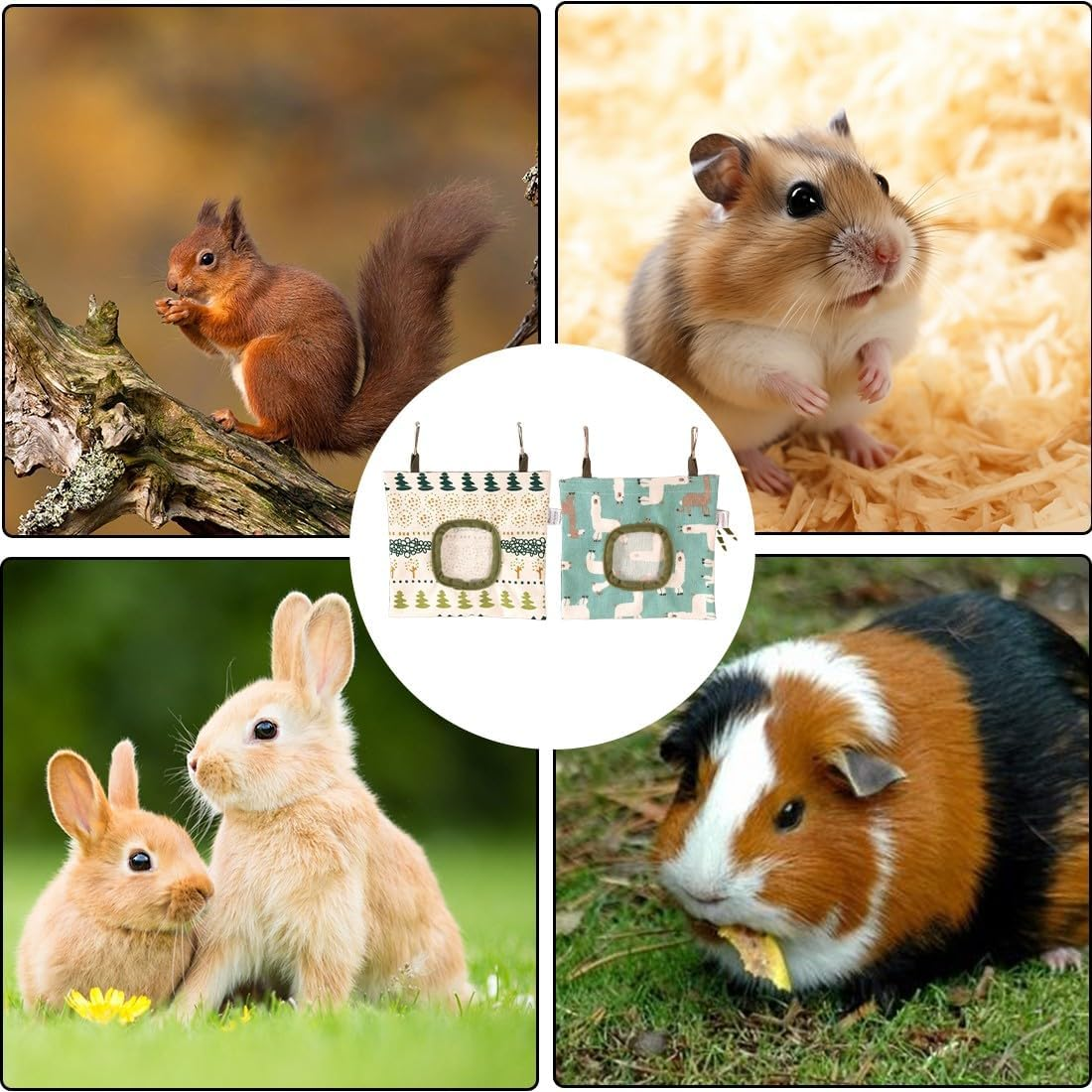 2 Pcs Hay Bags for Rabbits Rabbit Hay Carrier Rabbit Hay Bag Hay Feeder Bag Hanging Hay Bag Small Animals Hay Carrier for Rabbits Feeder Guinea Pig image number 4